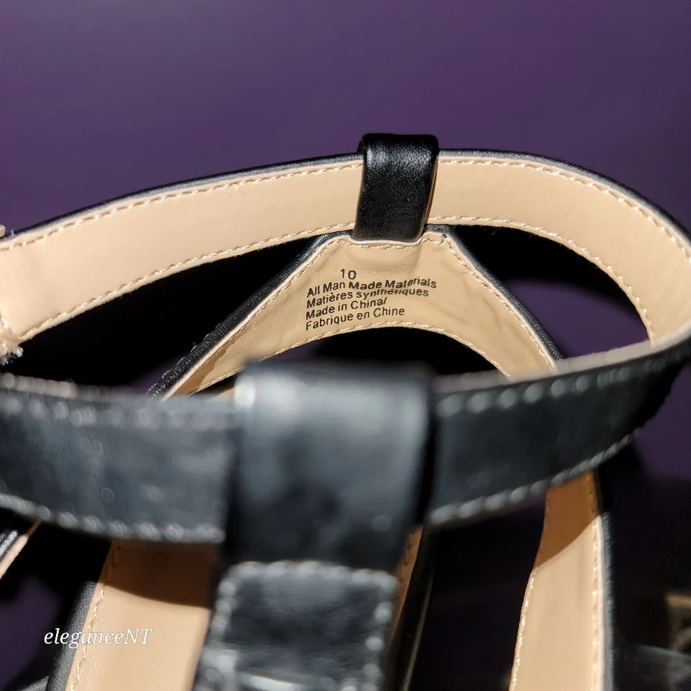 Express Strappy Gladiator Ankle Strap Heeled Sandal Black Women's Sz: 10 NWOT